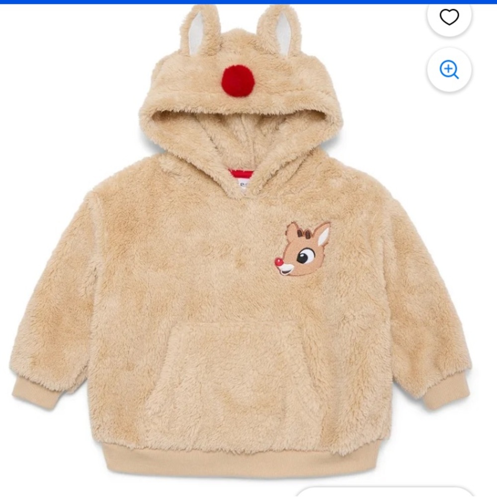 Cozy Rudolph the Red-Nosed Reindeer Toddler Plush Hoodie, Tan Fleece